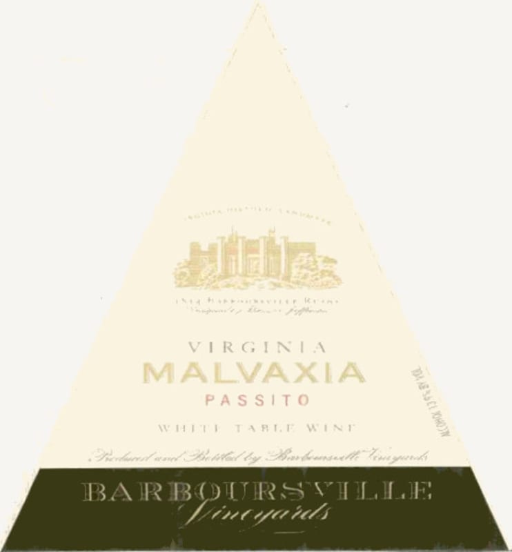 Barboursville Malvaxia Passito 2012 Front Label