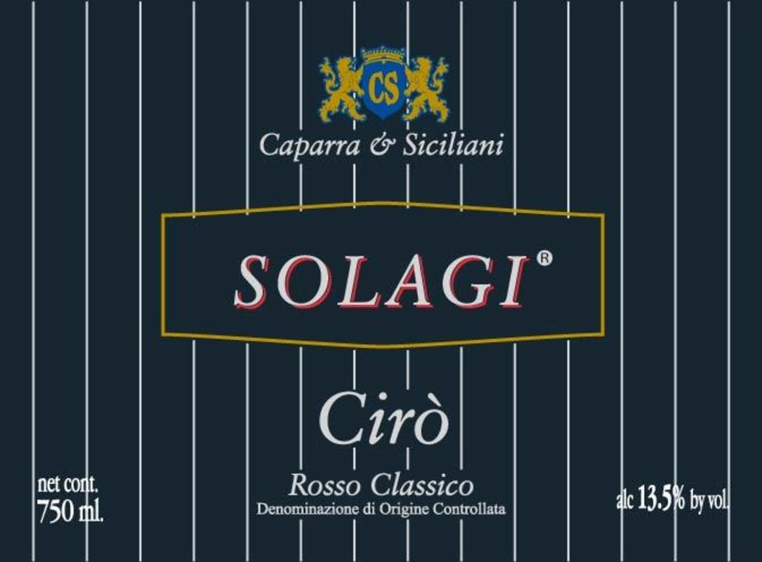 Caparra & Siciliani Ciro Rosso Classico Solagi 2011 Front Label