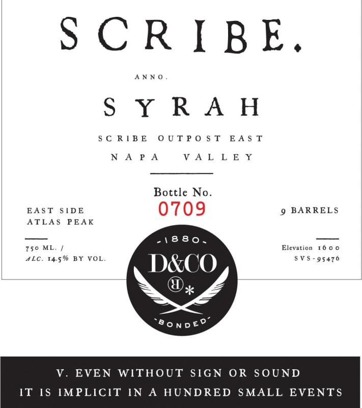 Scribe Outpost East Syrah 2011 Front Label