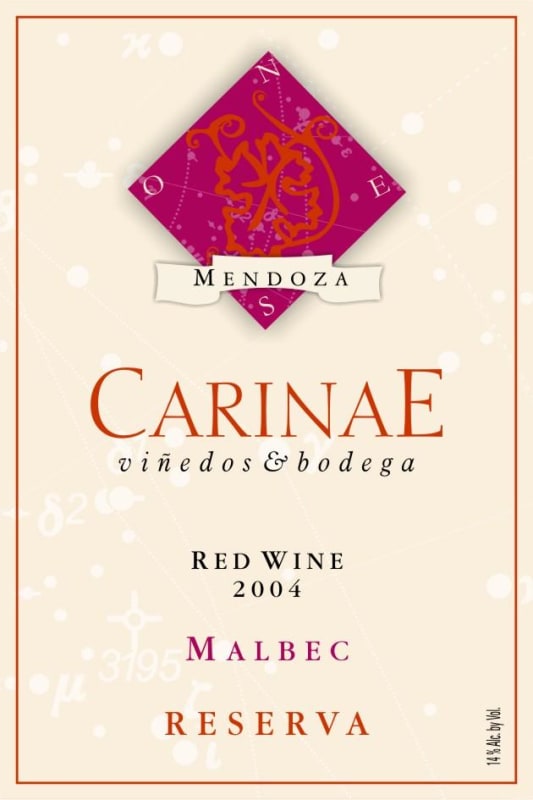 Carinae Vinedos & Bodega Mendoza Reserva Malbec 2004 Front Label