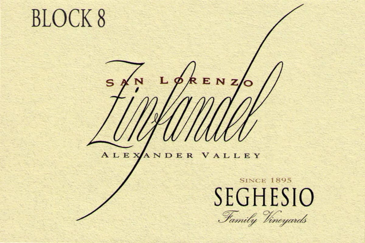 Seghesio San Lorenzo Block 8 Zinfandel 2012 Front Label