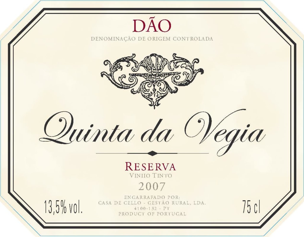 Casa de Cello Dao Quinta da Vegia Reserva 2007 Front Label