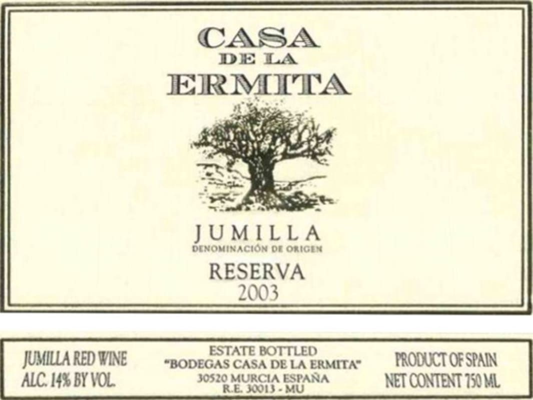Casa de la Ermita Reserva 2003 Front Label