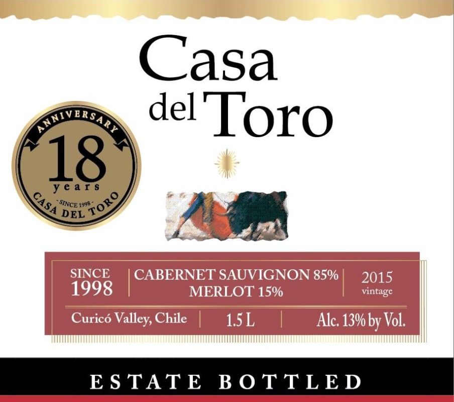 Casa del Toro Cabernet Sauvignon Merlot 2015 Front Label