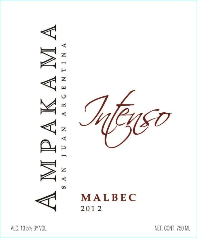 Casa Montes Bodega & Vinedos Ampakama Intenso Malbec 2012 Front Label