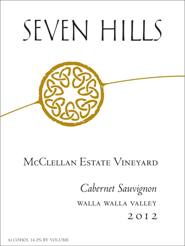 Seven Hills Winery McClellan Estate Vineyard Cabernet Sauvignon 2012 Front Label