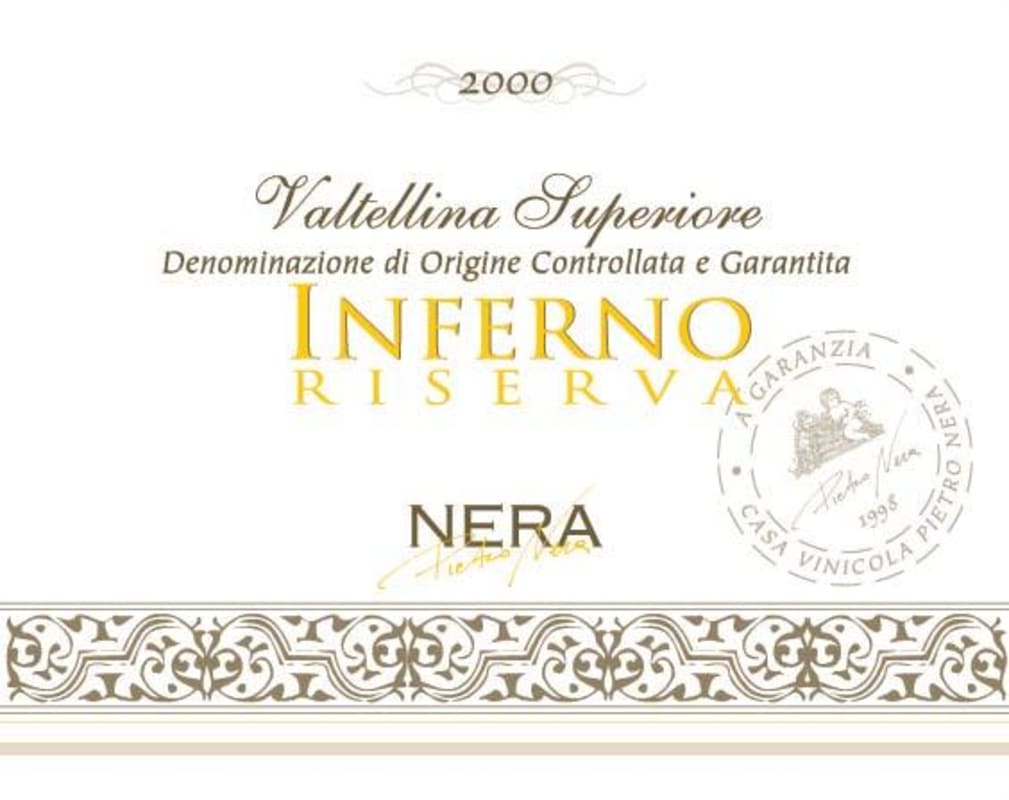 Casa Vinicola Pietro Nera Valtellina Superiore Inferno Riserva 2000 Front Label