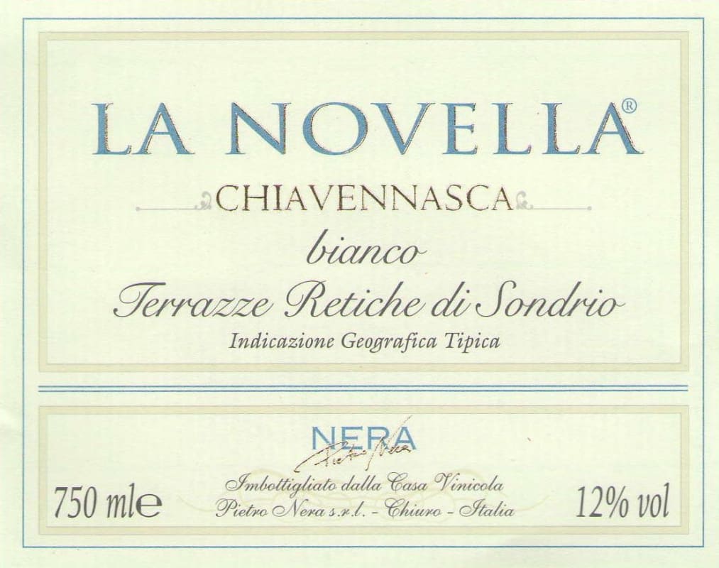 Casa Vinicola Pietro Nera Terrazze Retiche di Sondrio La Novella Bianco 2013 Front Label
