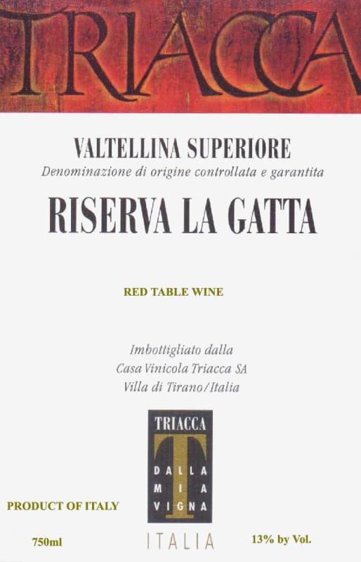 Casa Vinicola Triacca Valtellina Superiore Riserva La Gatta 2006 Front Label