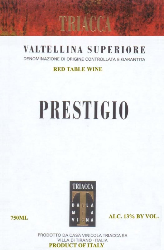 Casa Vinicola Triacca Valtellina Superiore Prestigio 2003 Front Label