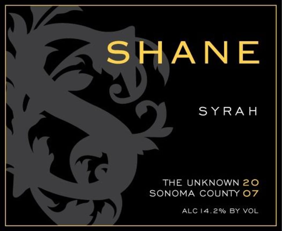 Shane The Unknown Syrah 2007 Front Label
