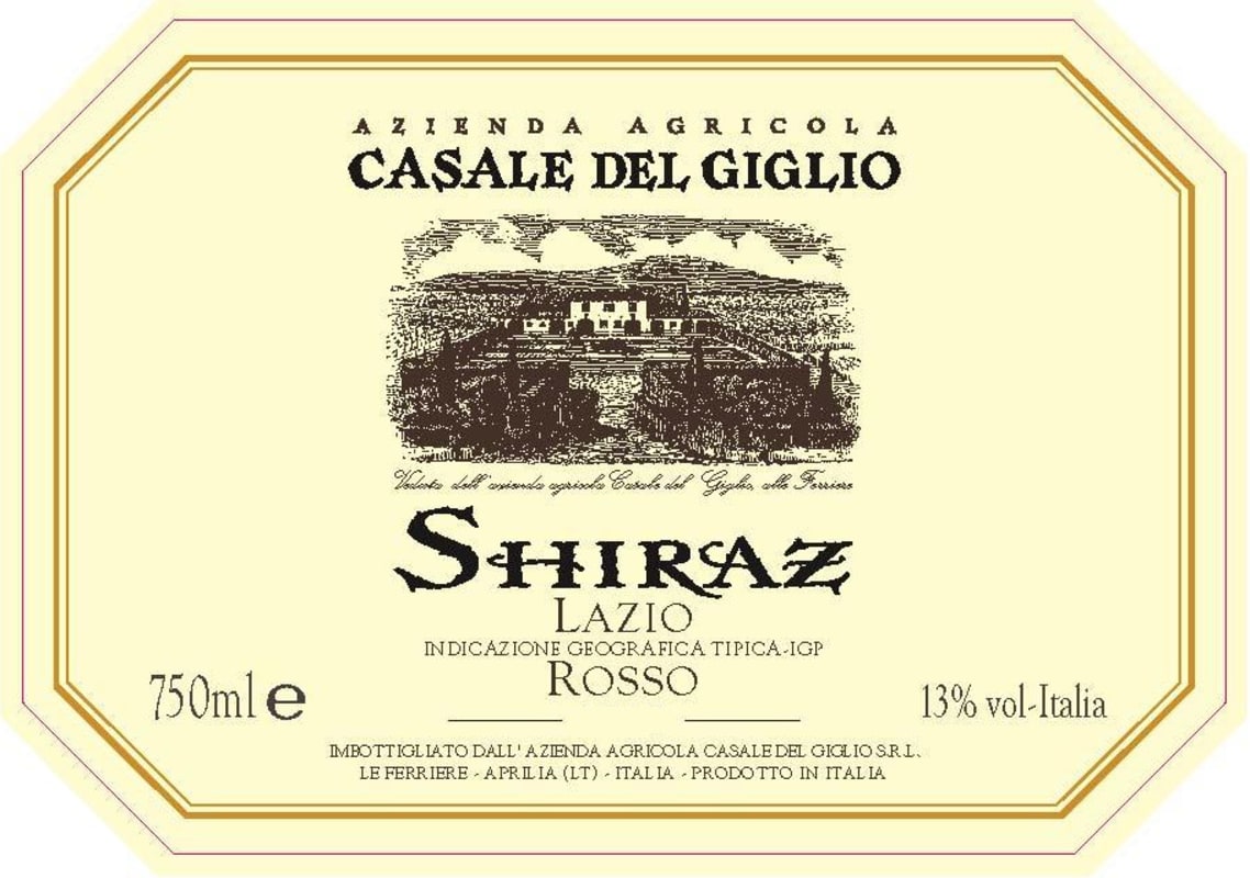 Casale del Giglio Shiraz 2012 Front Label