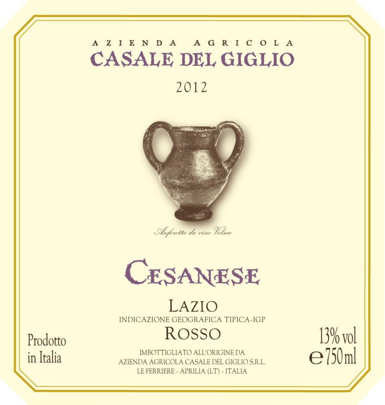 Casale del Giglio Cesanese 2012 Front Label