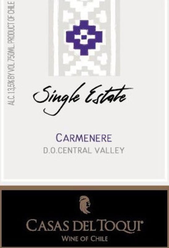Casas del Toqui Single Estate Carmenere 2015 Front Label