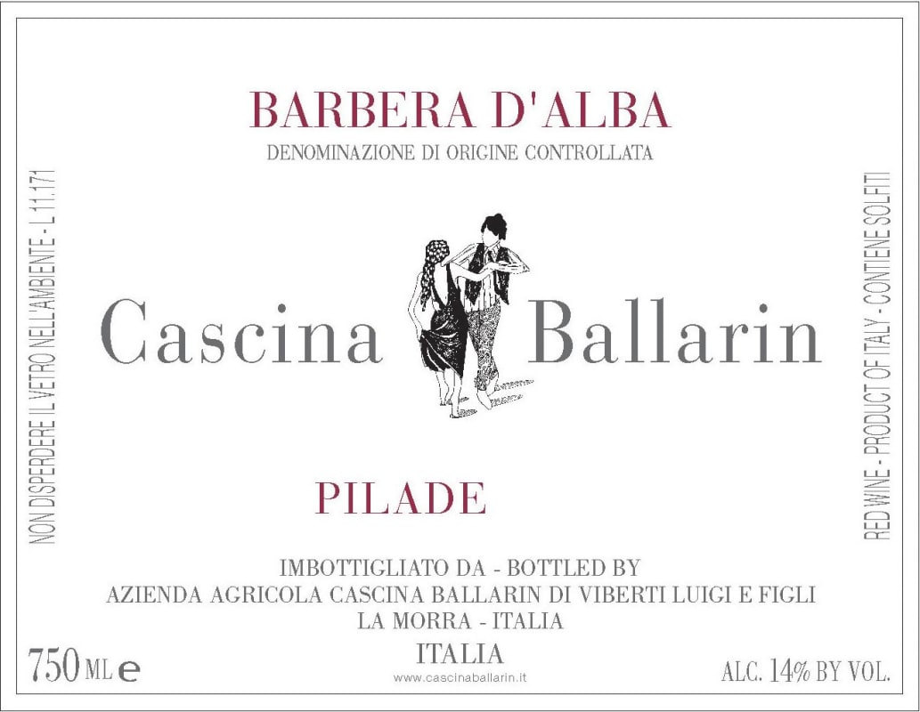 Cascina Ballarin Barbera d'Alba Pilade 2013 Front Label