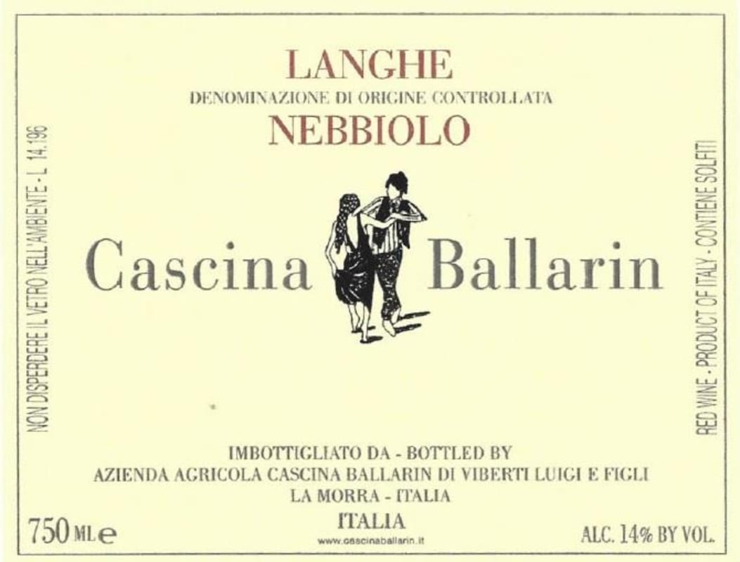 Cascina Ballarin Langhe Nebbiolo 2013 Front Label