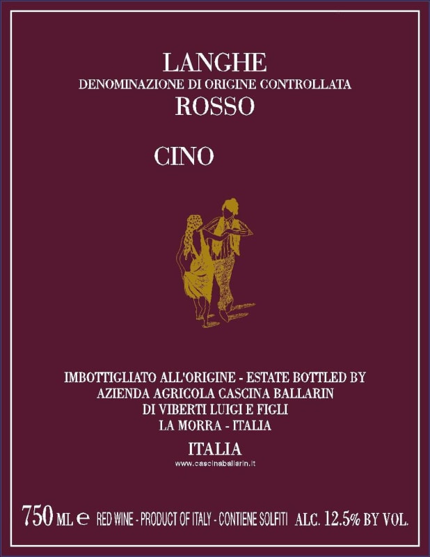 Cascina Ballarin Langhe Cino Rosso 2014 Front Label
