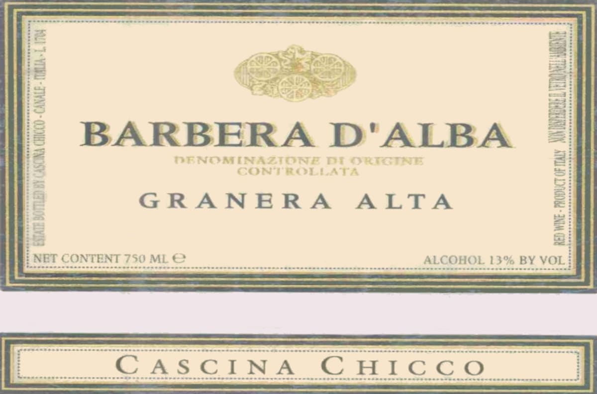 Cascina Chicco Azienda Agricola Barbera d'Alba Granera Alta 2014 Front Label