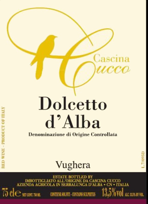Tenuta Cucco Dolcetto d'Alba Vughera 2013 Front Label