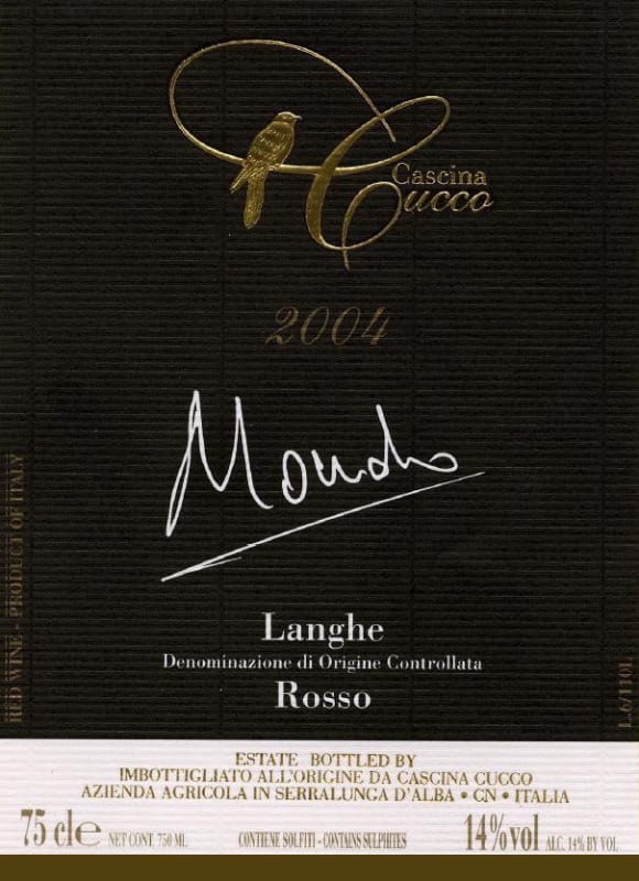 Tenuta Cucco Mondo Rosso 2004 Front Label