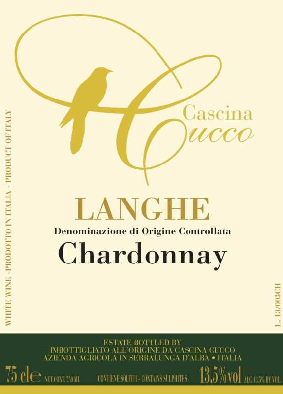Tenuta Cucco Langhe Chardonnay 2013 Front Label