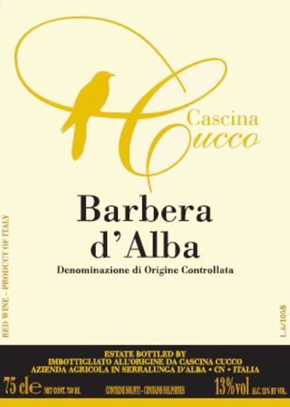 Tenuta Cucco Barbera d'Alba 2013 Front Label