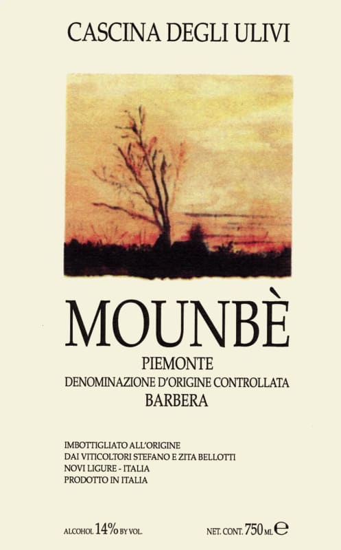 Cascina Degli Ulivi Piemonte Mounbe Barbera 2003 Front Label