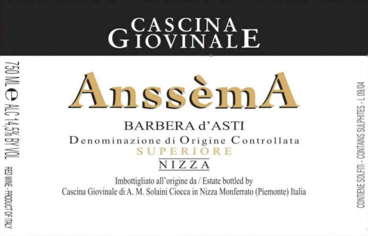 Cascina Giovinale Barbera d'Asti Anssema Superiore 2011 Front Label