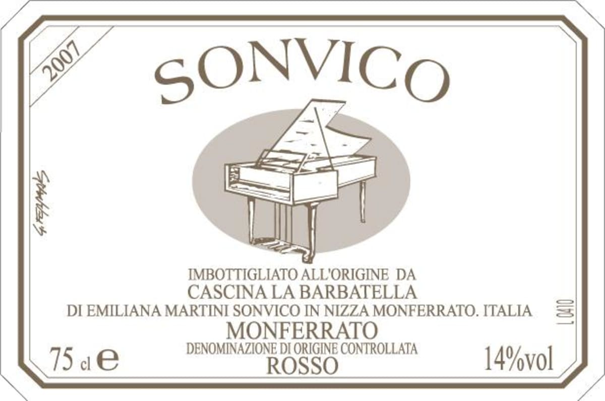 Cascina la Barbatella Monferrato Sonvico Rosso 2007 Front Label