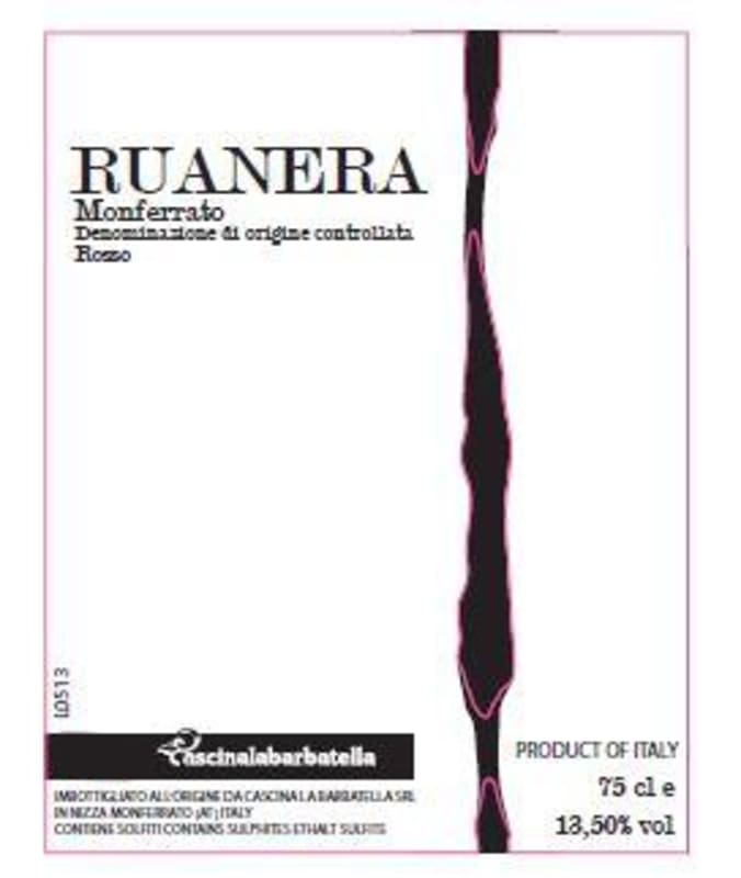 Cascina la Barbatella Monferrato Ruanera Rosso 2013 Front Label