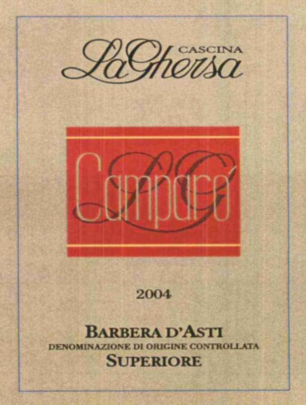 Cascina la Ghersa Barbera d'Asti Camparo Superiore 2004 Front Label