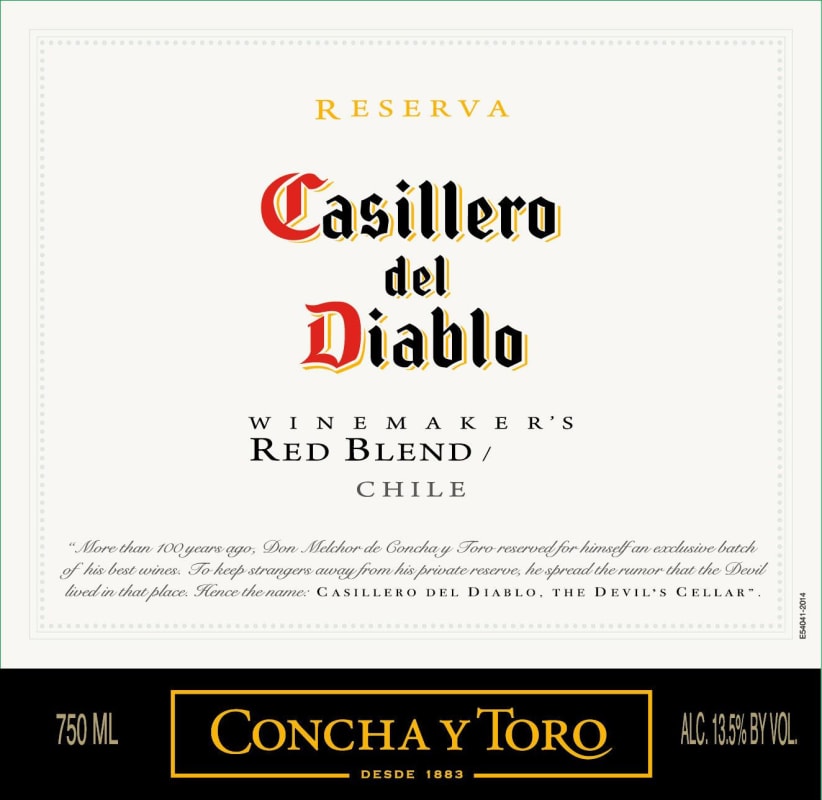 Casillero del Diablo Winemaker's Red Blend Reserva 2015 Front Label