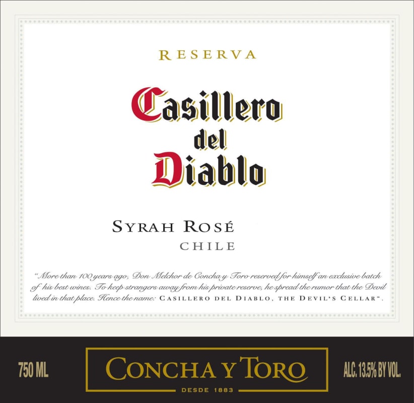 Casillero del Diablo Reserva Shiraz Rose 2015 Front Label