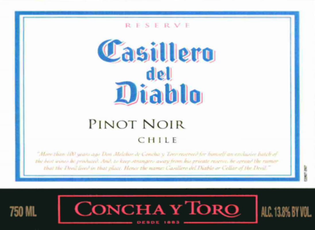Casillero del Diablo Reserva Pinot Noir 2008 Front Label