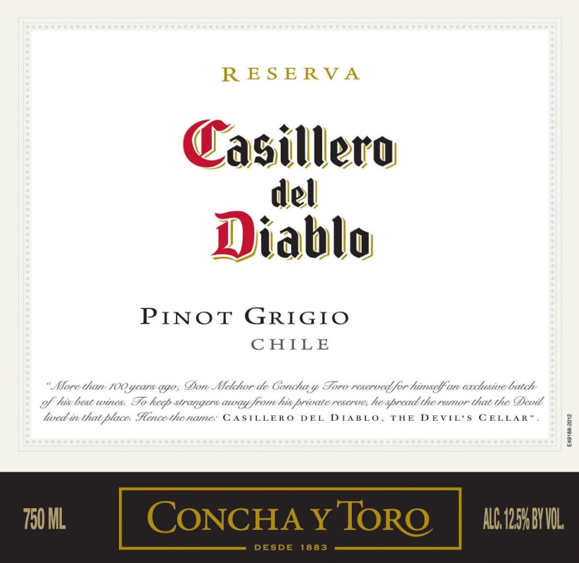 Casillero del Diablo Reserva Pinot Grigio 2014 Front Label