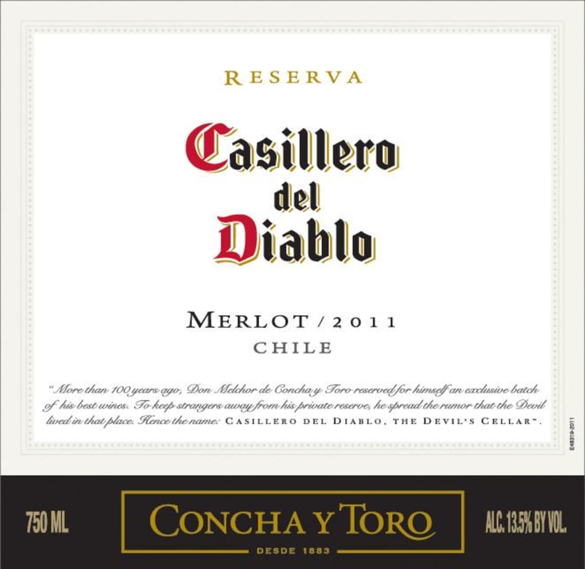 Casillero del Diablo Reserva Merlot 2011 Front Label
