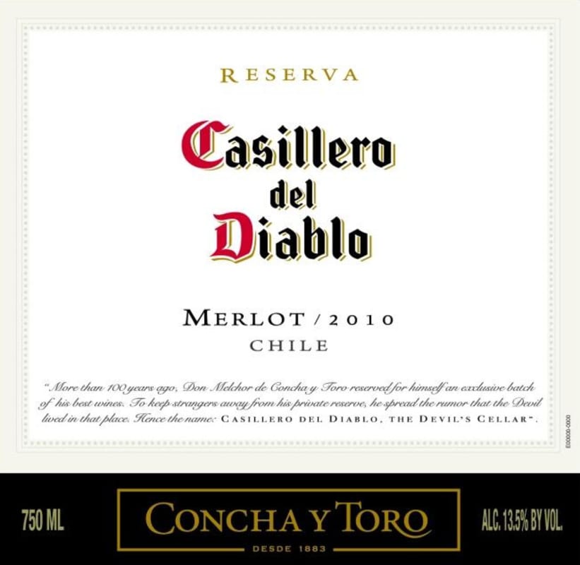 Casillero del Diablo Reserva Merlot 2010 Front Label