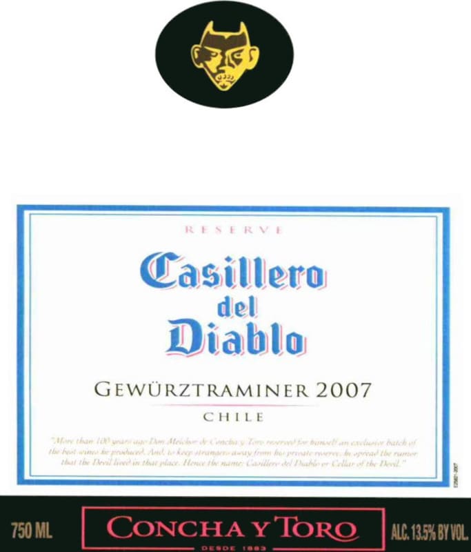 Casillero del Diablo Reserva Gewurztraminer 2007 Front Label