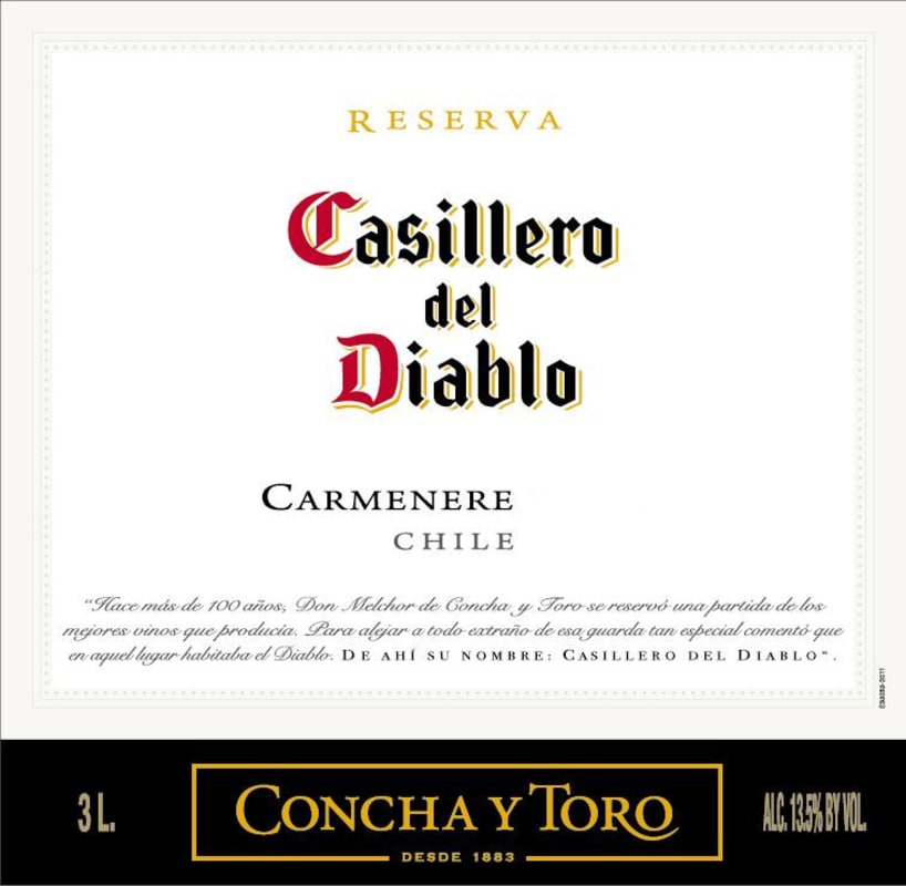 Casillero del Diablo Reserva Carmenere 2013 Front Label