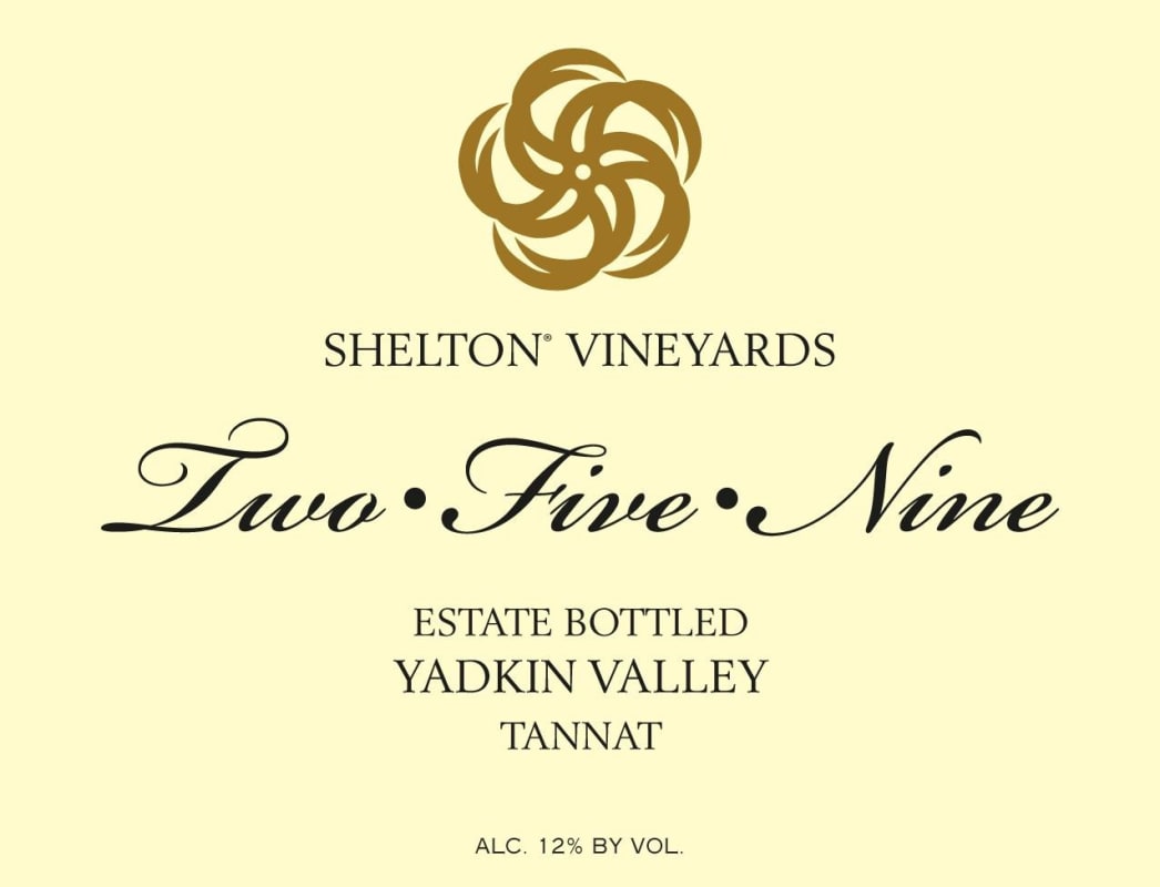Shelton Two Five Nine Tannat 2012 Front Label