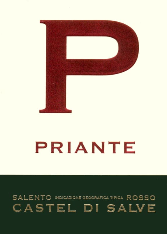 Castel di Salve Salento Priante Rosso 2007 Front Label