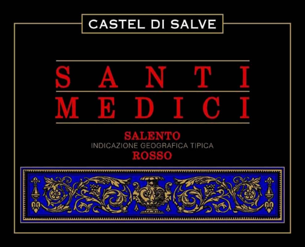 Castel di Salve Salento Santi Medici 2015 Front Label