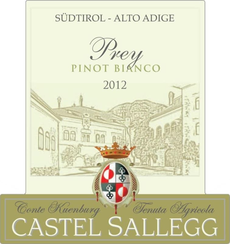 Castel Sallegg Sudtirol- Alto Adige Prey Pinot Bianco 2012 Front Label
