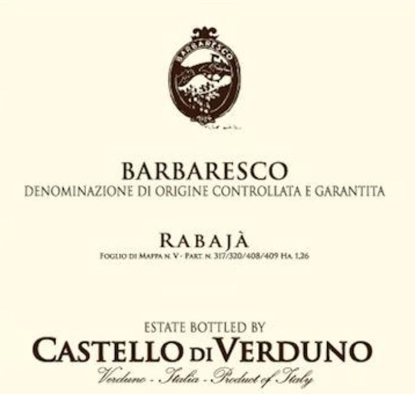 Castello di Verduno Barbaresco Rabaja 2012 Front Label