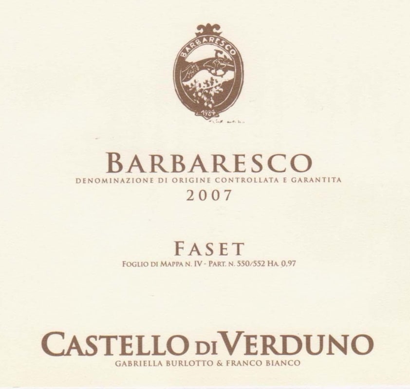 Castello di Verduno Barbaresco Faset 2007 Front Label