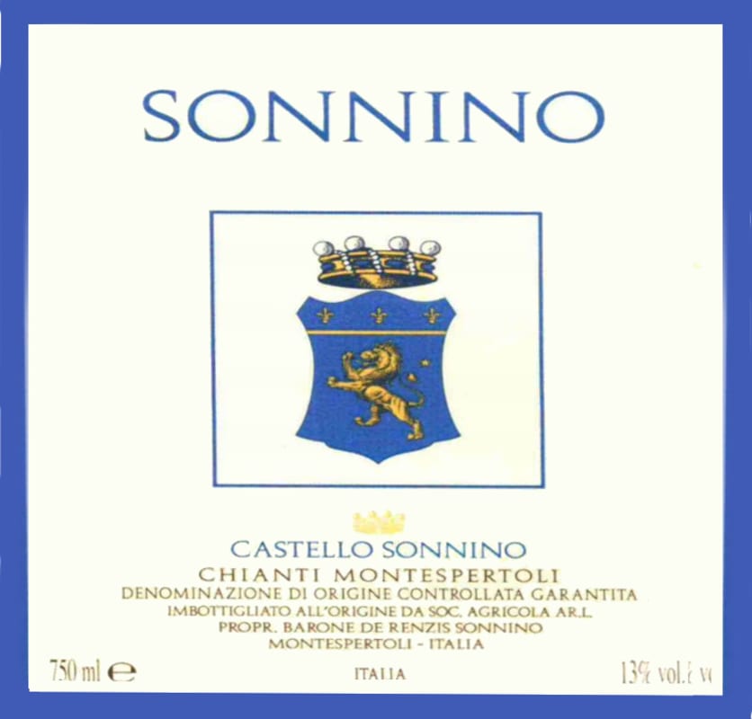 Castello Sonnino Chianti Montespertoli Sonnino 2010 Front Label