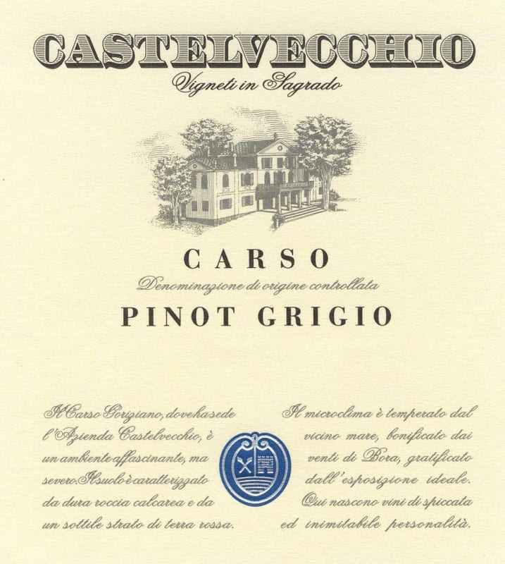 Castelvecchio Carso Pinot Grigio 2014 Front Label