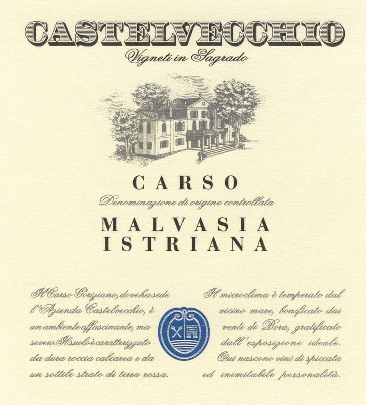 Castelvecchio Carso Malvasia Istriana 2008 Front Label