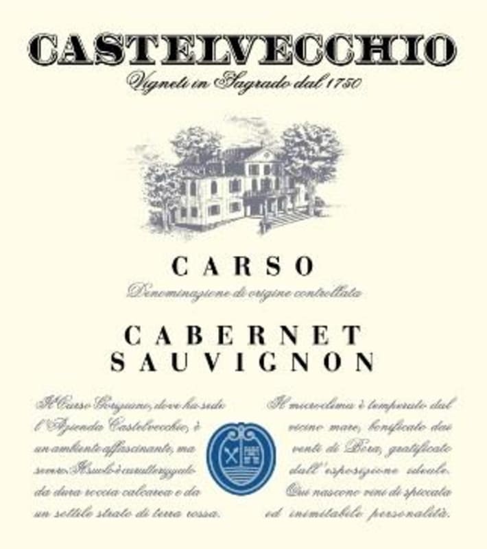 Castelvecchio Carso Cabernet Sauvignon 2013 Front Label