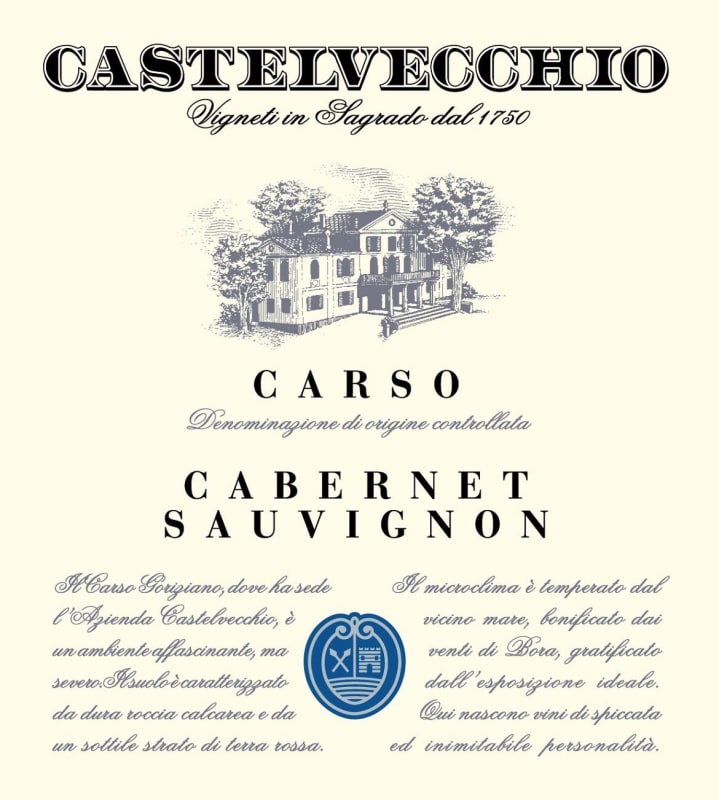 Castelvecchio Carso Cabernet Sauvignon 2012 Front Label